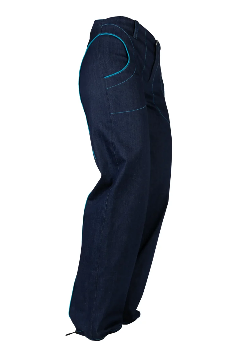 Women's climbing jeans denim turquoise profile KATY Monvic